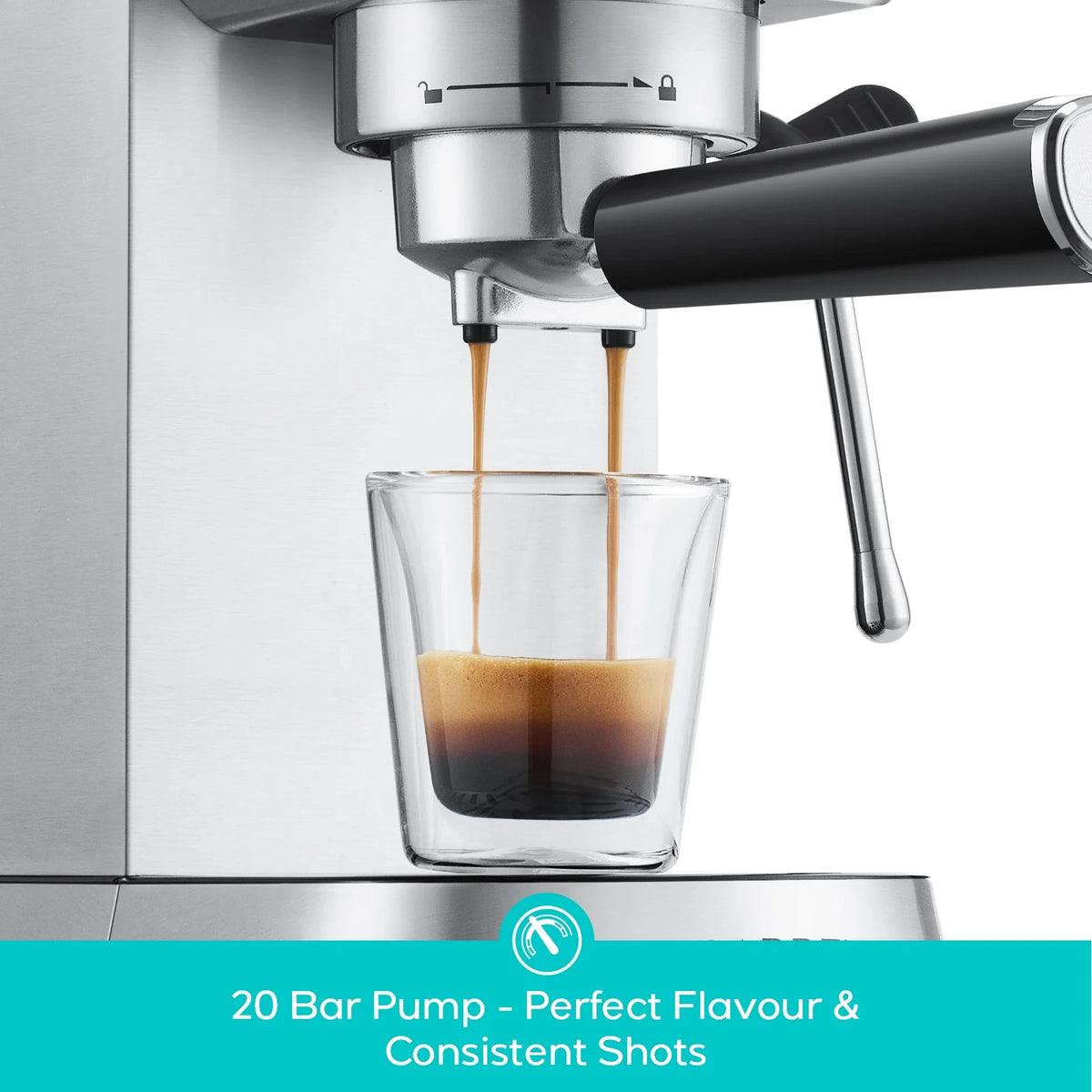 CASABREWS 5418Basic Espresso Machine with 20-Bar pressure, 34 oz Water Tank, with Milk Frother, Silver