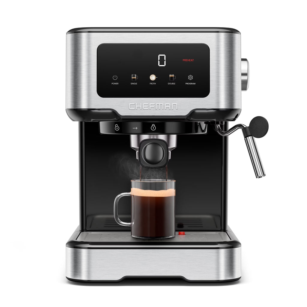 Chefman CraftBrew Espresso Machine w/ Steam Wand and Touch Controls �C Stainless Steel
