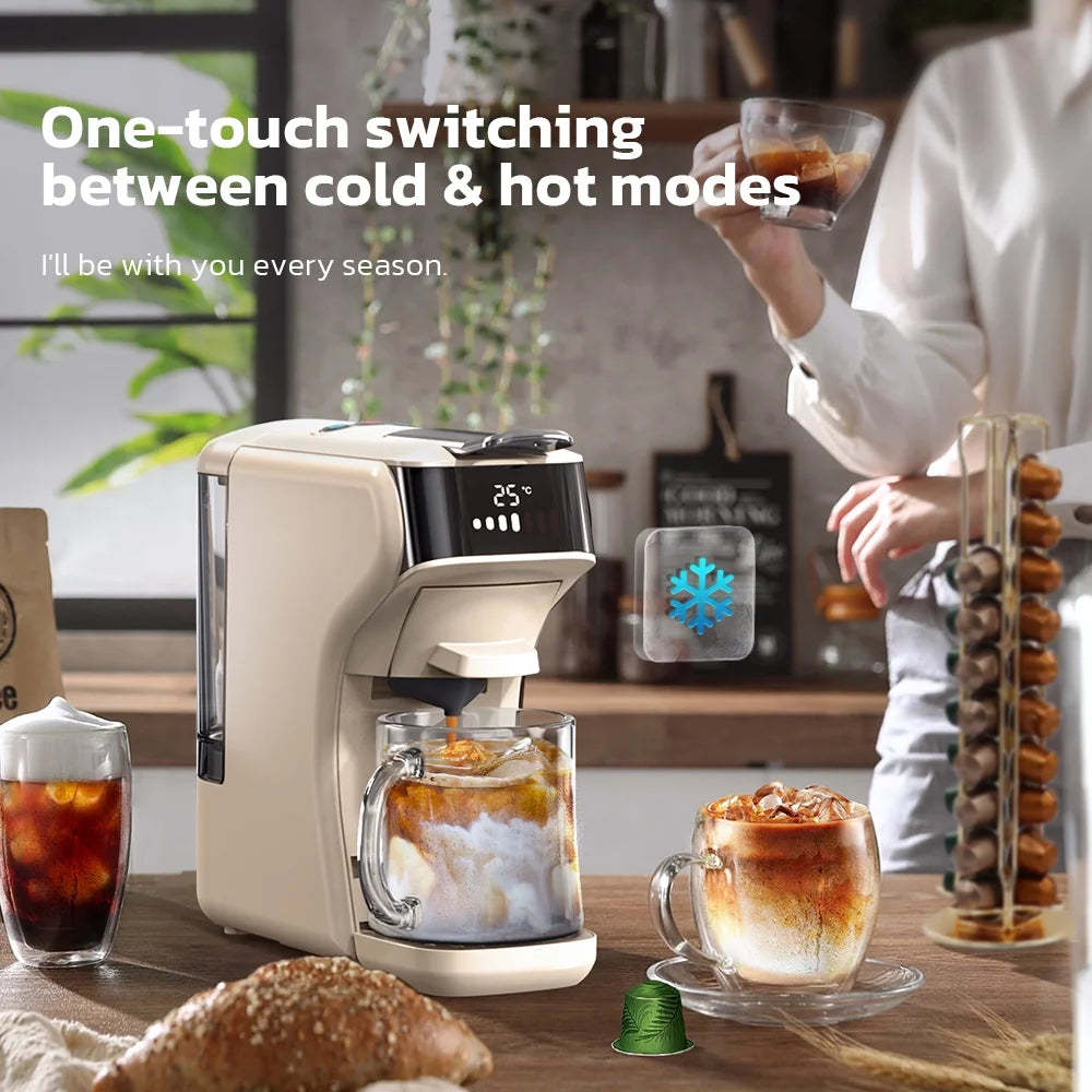 HiBREW 6in1 Pods Coffee Machine Multiple Espresso Cafetera Cappuccino Coffee Maker H1B Beige
