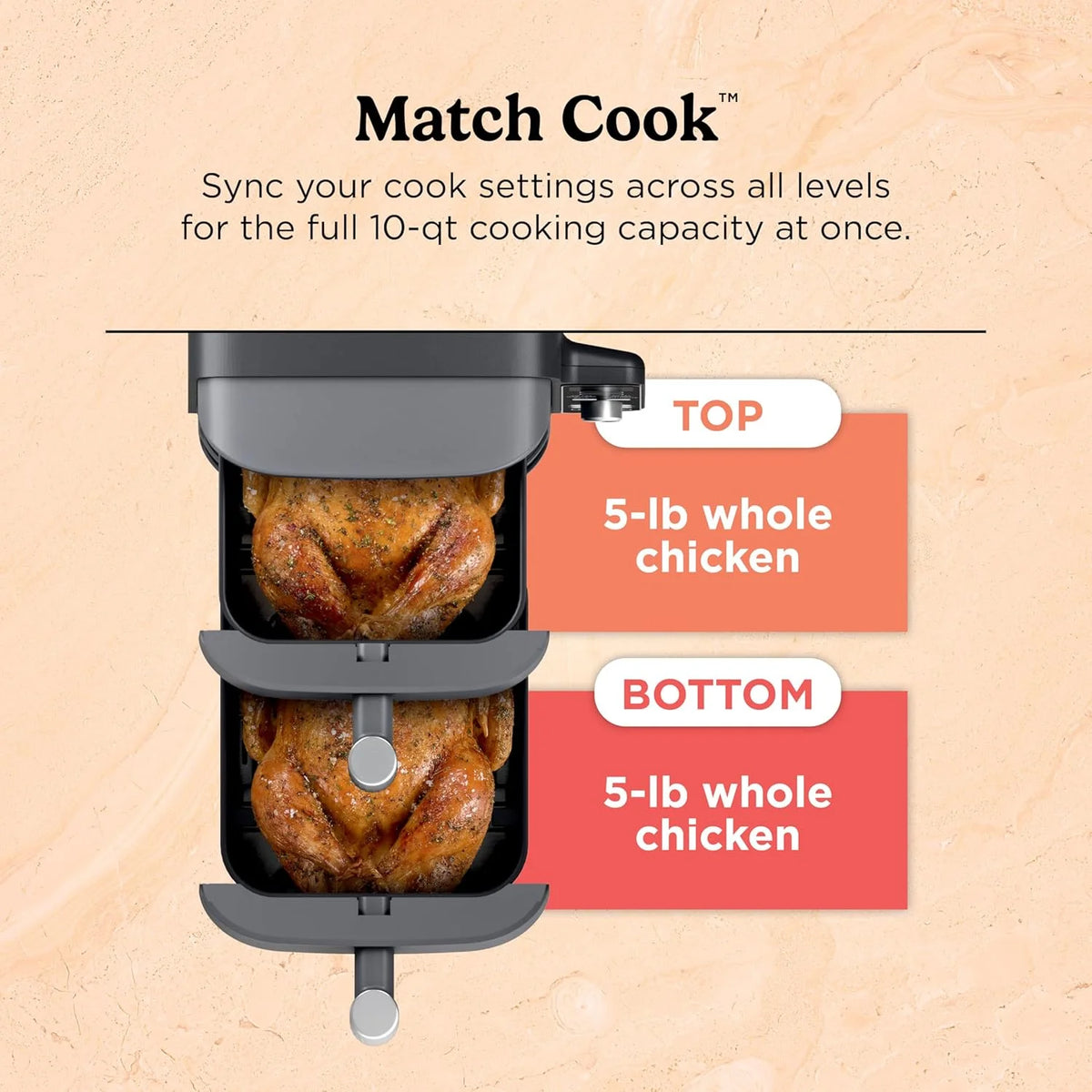 Restored Ninja Air Fryer, 10QT DoubleStack XL 2-Basket, Compact Design, Cooks 5lb Whole Chicken, Roast, Bake & More, Dishwasher Safe Parts, Grey, SL401 (Ceritified)(Refurbished)