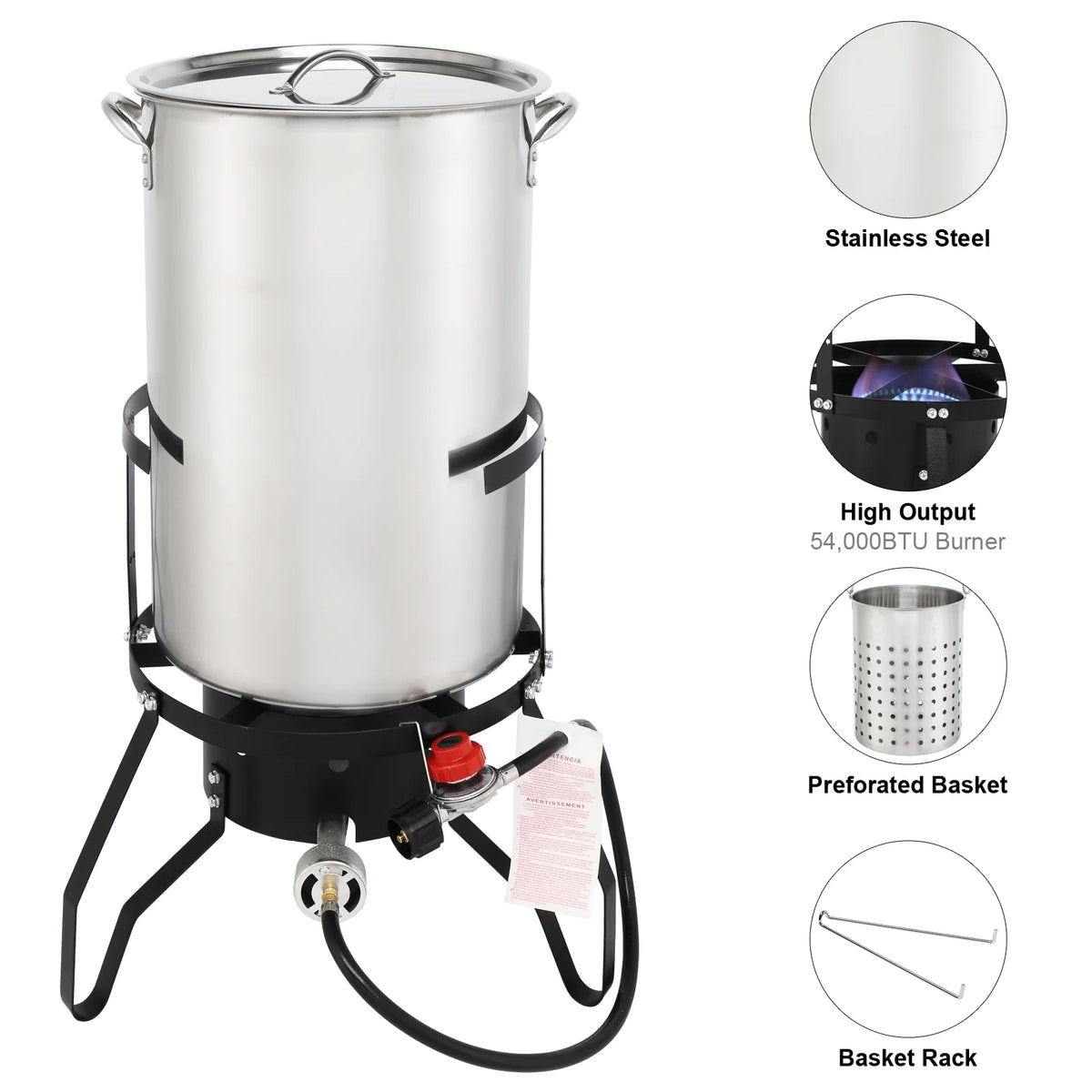 Zimtown 50qt Propane Fryer Kit Turkey Fryer Fish Fryer Outdoor Fryer Stainless Steel Propane Boil Pot Portable Deep Frying/Boiling
