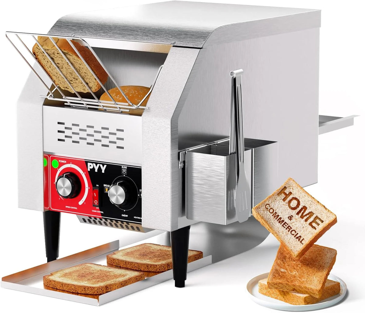 Toaster Conveyor 450slices/h Restaurant Toaster for Bun Bagel Bread Heavy Duty Stainless Steel Conveyor Toaster ,1700W