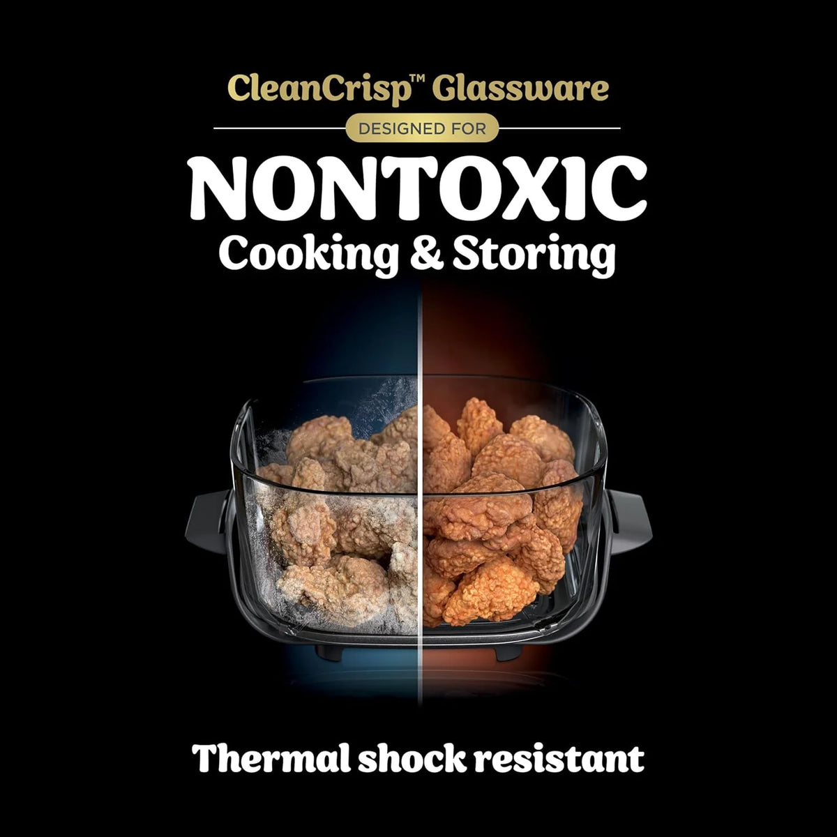 Ninja Crispi 5-in-1 Portable Glass Air Fryer Cooking System FN103BF, British Racing Green with Soft Gold Trim, 1500W, New