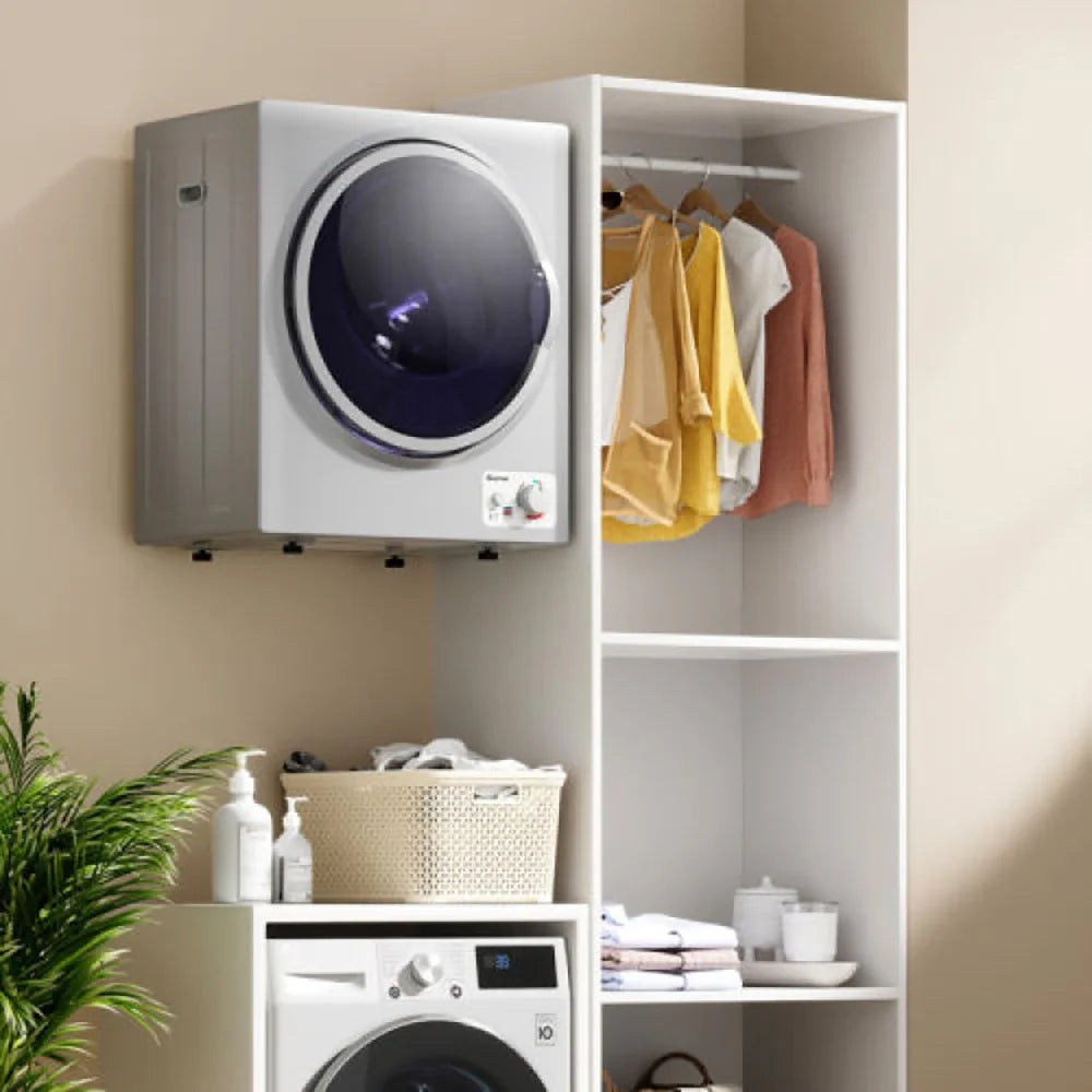GVN Dryer, Drying Machines,1.5 Cu .ft Clothes Dryer with with Stainless Steel Wall Mount-Gray