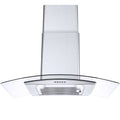 30 inch 450CFM Wall Mount Range Hood Tempered Glass 3-Speed Fan Button Control Baffle Filters