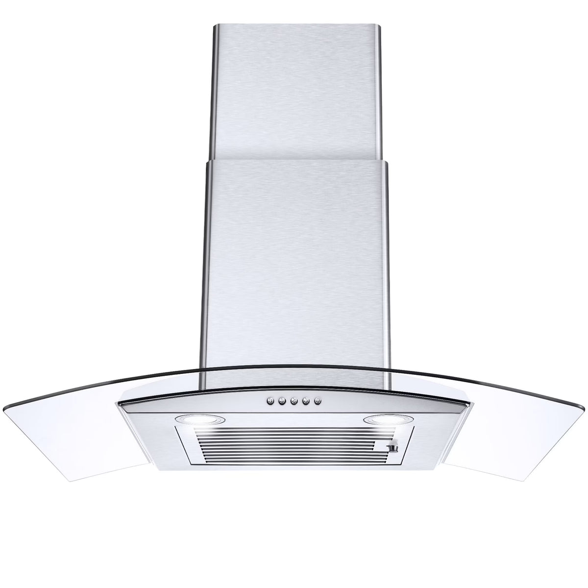 30 inch 450CFM Wall Mount Range Hood Tempered Glass 3-Speed Fan Button Control Baffle Filters