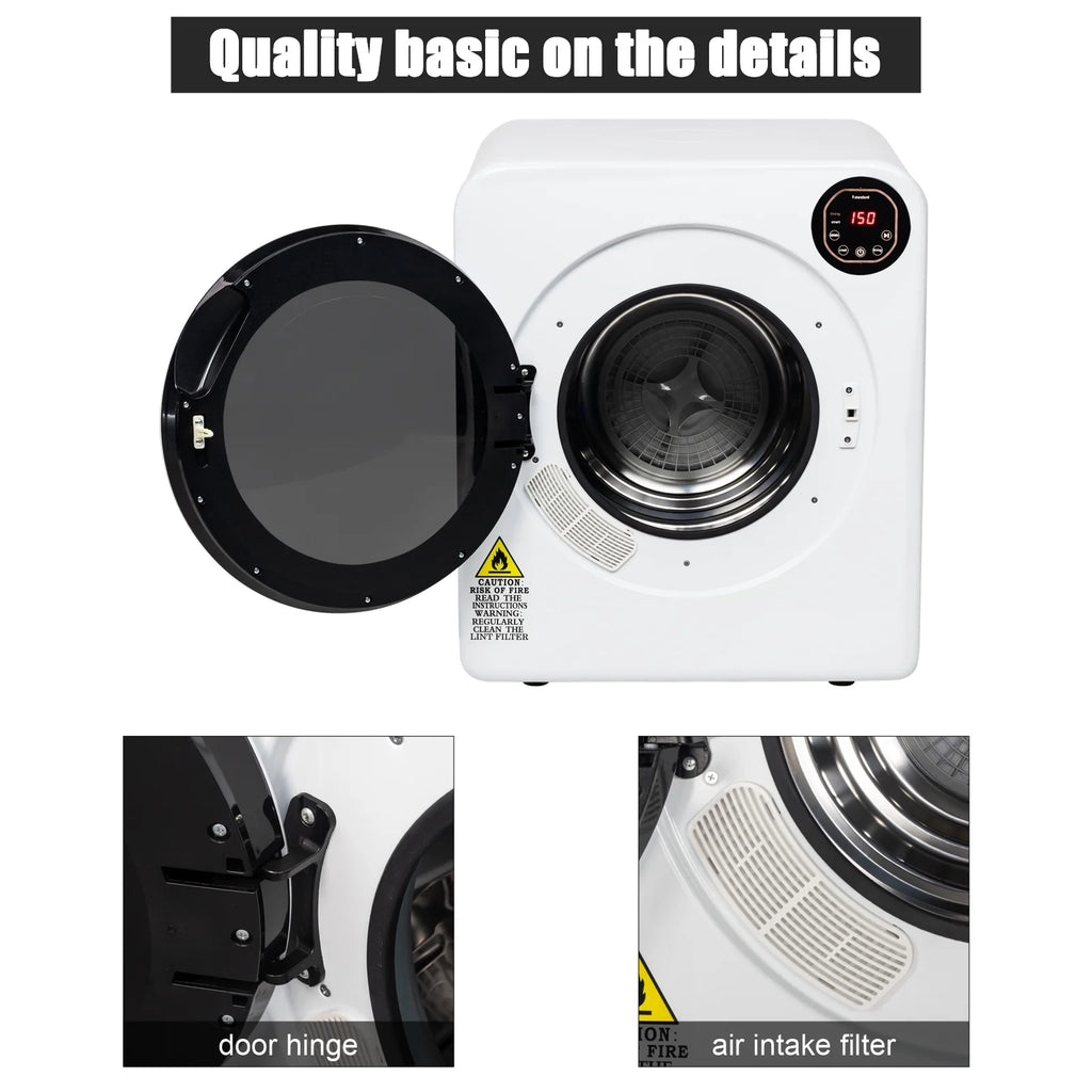 GoDecor Electric Portable Laundry Dryer, 13.2LBS Capacity Tumble Dryer For Home, White