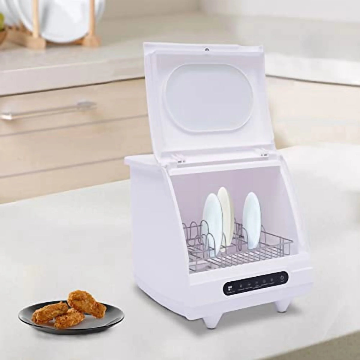 Automatic Dishwasher 360 Degree Spraying Water Deep Heating Cleaning Machine Portable Countertop Dishwasher Compact Dish Washing 5 Washing Programs Display Self-Cleaning for Small
