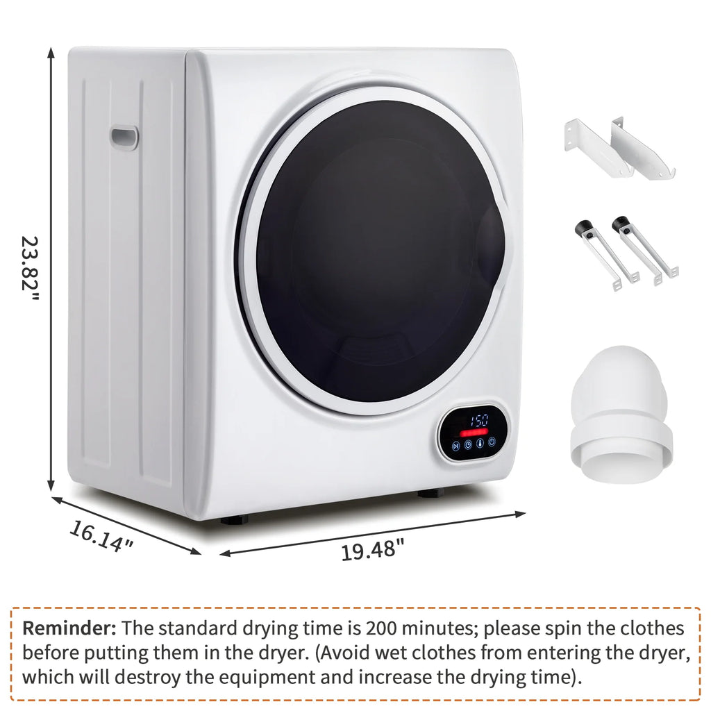 GYJ28-88-E Compact portable Household clothes Dryer 1.5CUFT Drum Dryer with LED display -White 120V 2.5KG