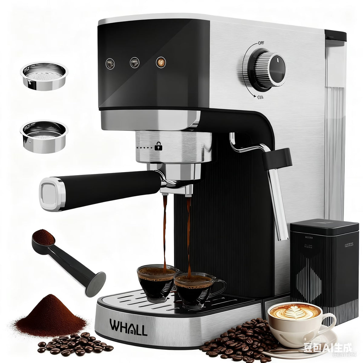 WHALL Touchscreen Espresso Machine 20 Bar��Espresso Coffee Maker with Milk Frother Steam Wand, Stainless Steel Coffee Machine with Removable Water Tank New