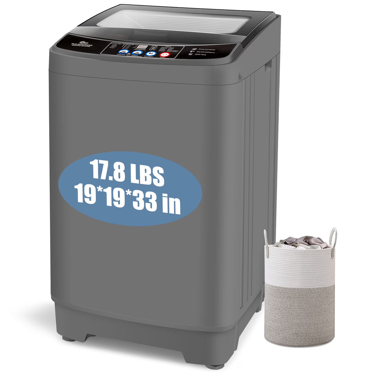 Veeboto 17.8lb Full Automatic Washing Machine, Compact Washing Machine with Drain Pump, Power Motor 20-Mins Quick Wash, LED Display, Washer and Dryer Combo Low Noise for Apartment Dorm Household