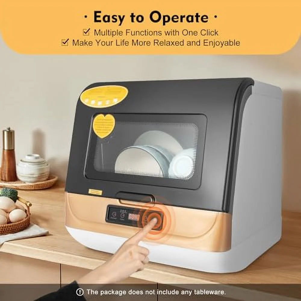 Portable Countertop Dishwasher 800W 110V 3 Washing Programs Dish Washer with Enhanced Dryingm 7.8-Liter Mini Dishwasher Automatic Dishwashing Machine for Restaurants, Kitchens, Cafeterias