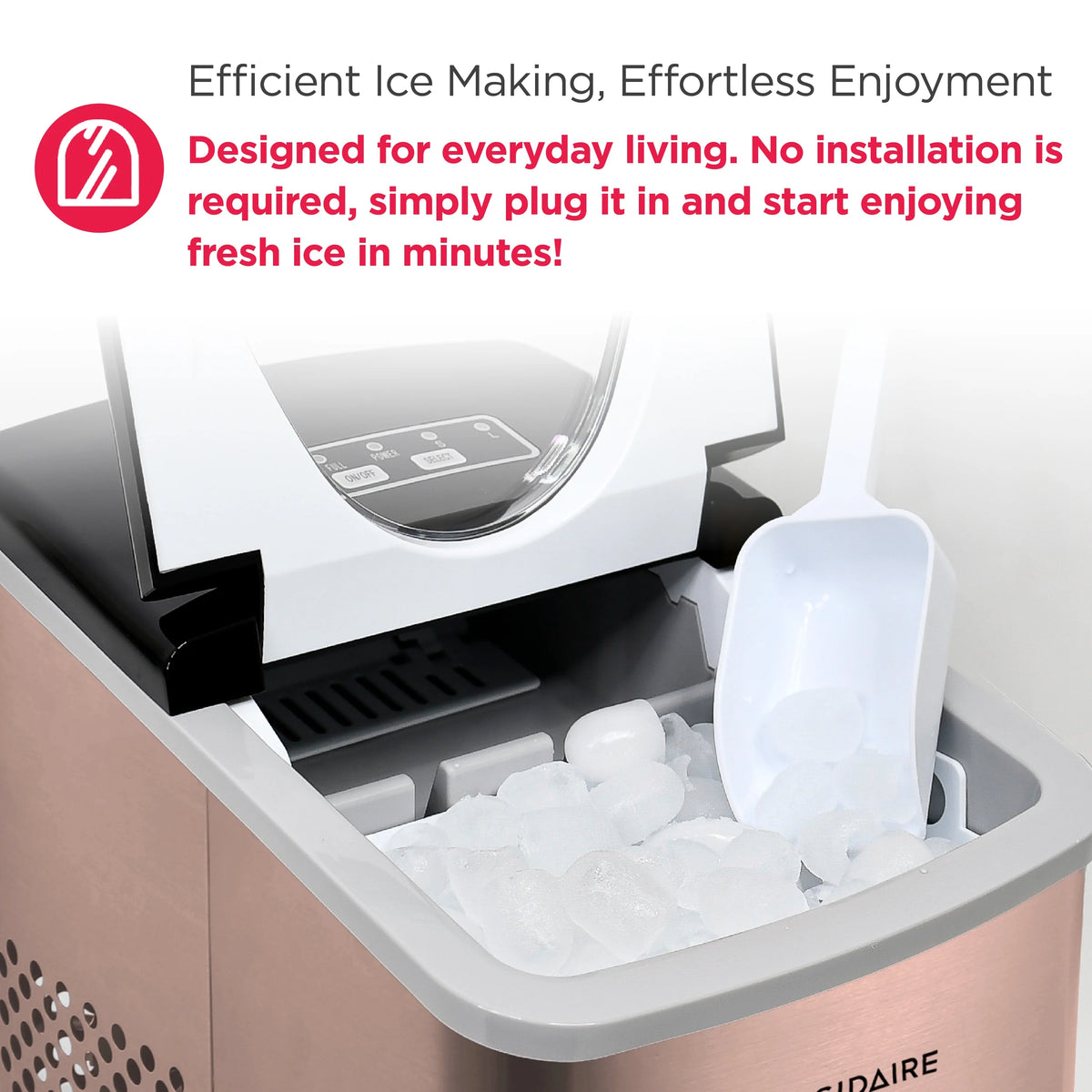 Frigidaire 26 lb. Countertop Ice Maker EFIC117-SS, Red Stainless Steel