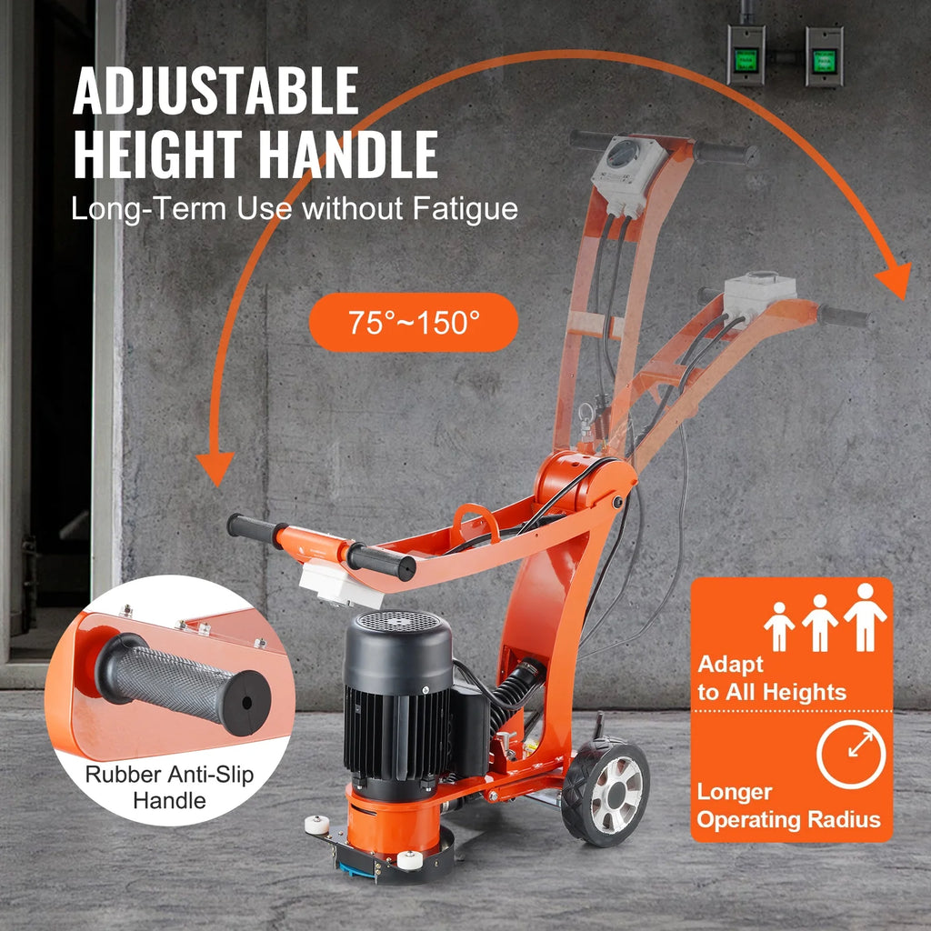 SKYSHALO Electric Floor Grinder 7" for Walking, 1.7HP Polisher for Concrete Floors, 1300W, 1720RPM Brushless Motor, Efficient Grinding Machine for Granite/Marble/Stones