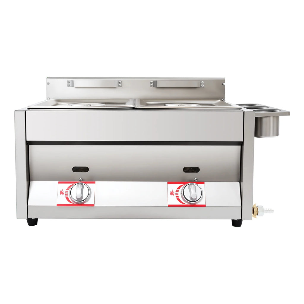 12L 3.17Gal Dual Tank Gas Fryer 430SS Commercial Deep Fryer