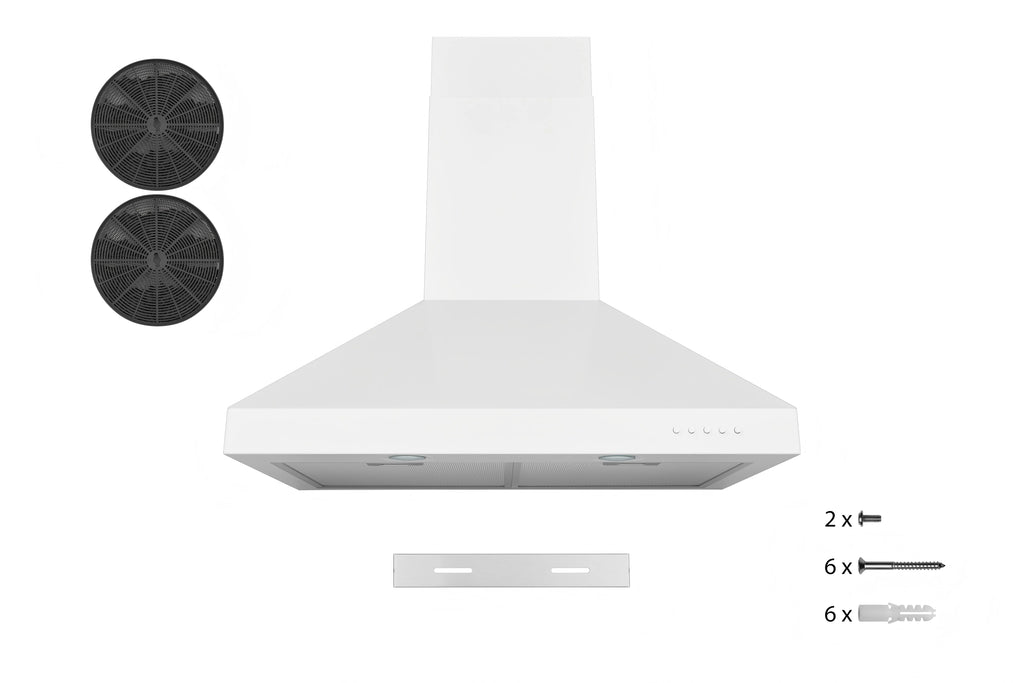 Hauslane Chef Series Base Model WM-530 30" Convertible Wall Mount Chimney Range Hood 120V in Matte White