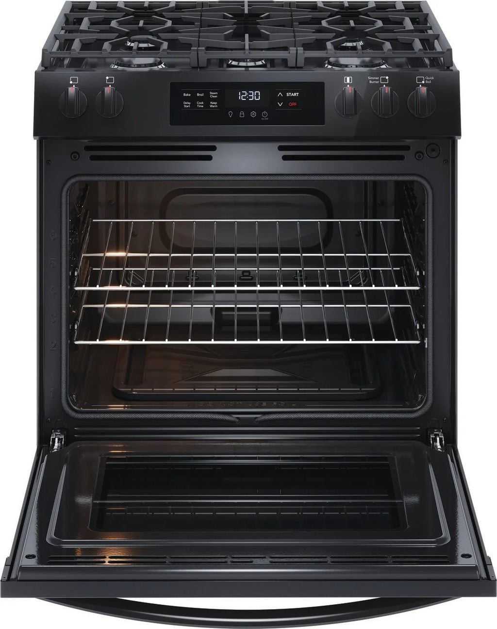 Frigidaire 30" Gas Range with Steam Clean, Black