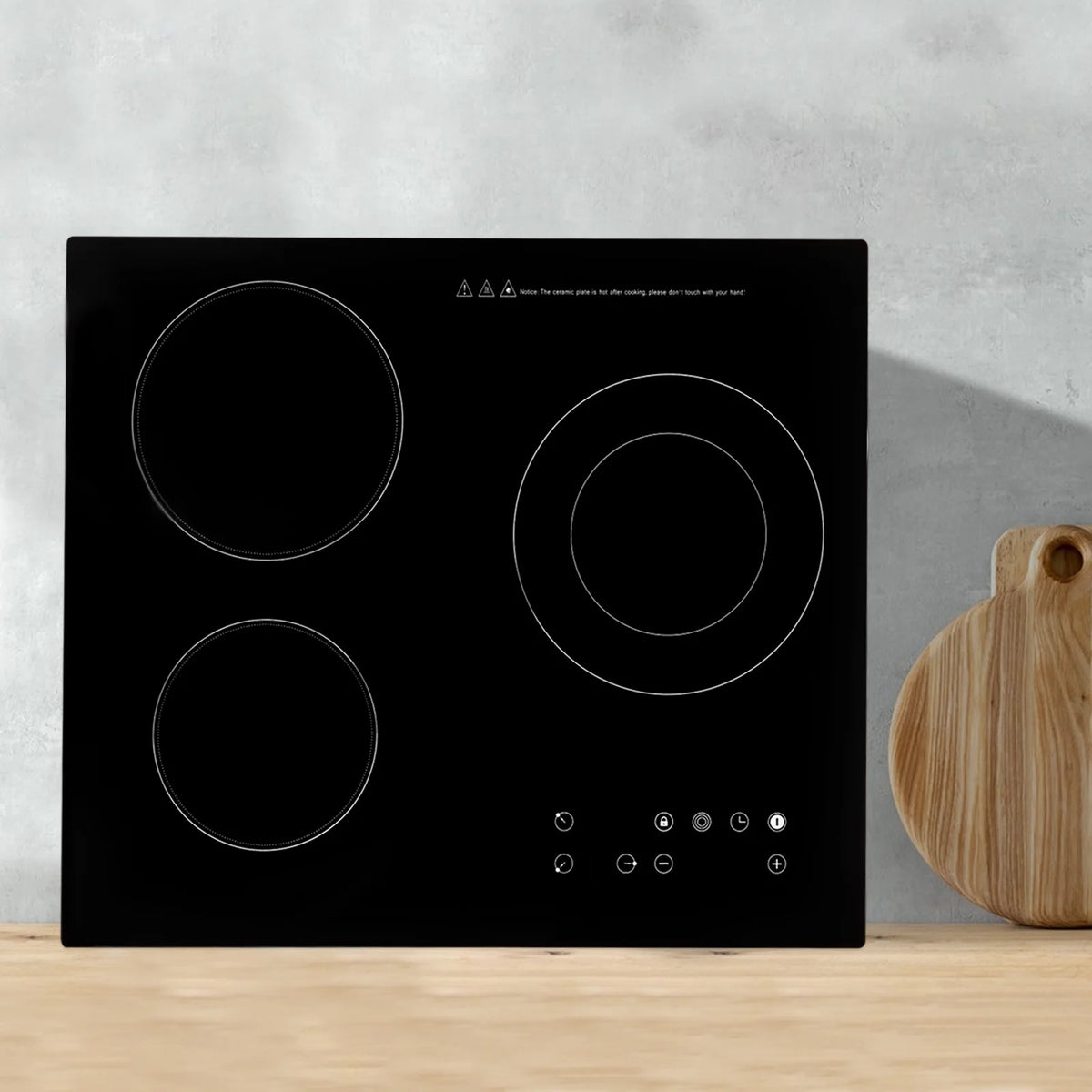 Electric Ceramic Cooktop, 24inch 3 Burners Electric Cooktop with Time Adjustable Function 9 Heating Levels Electric Stove Top