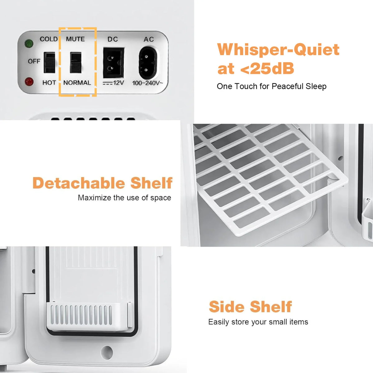 Advwin 22L Mini Fridge for Bedroom, Small Skincare Refrigerator Cooler for Drinks, Dorm, Office, White