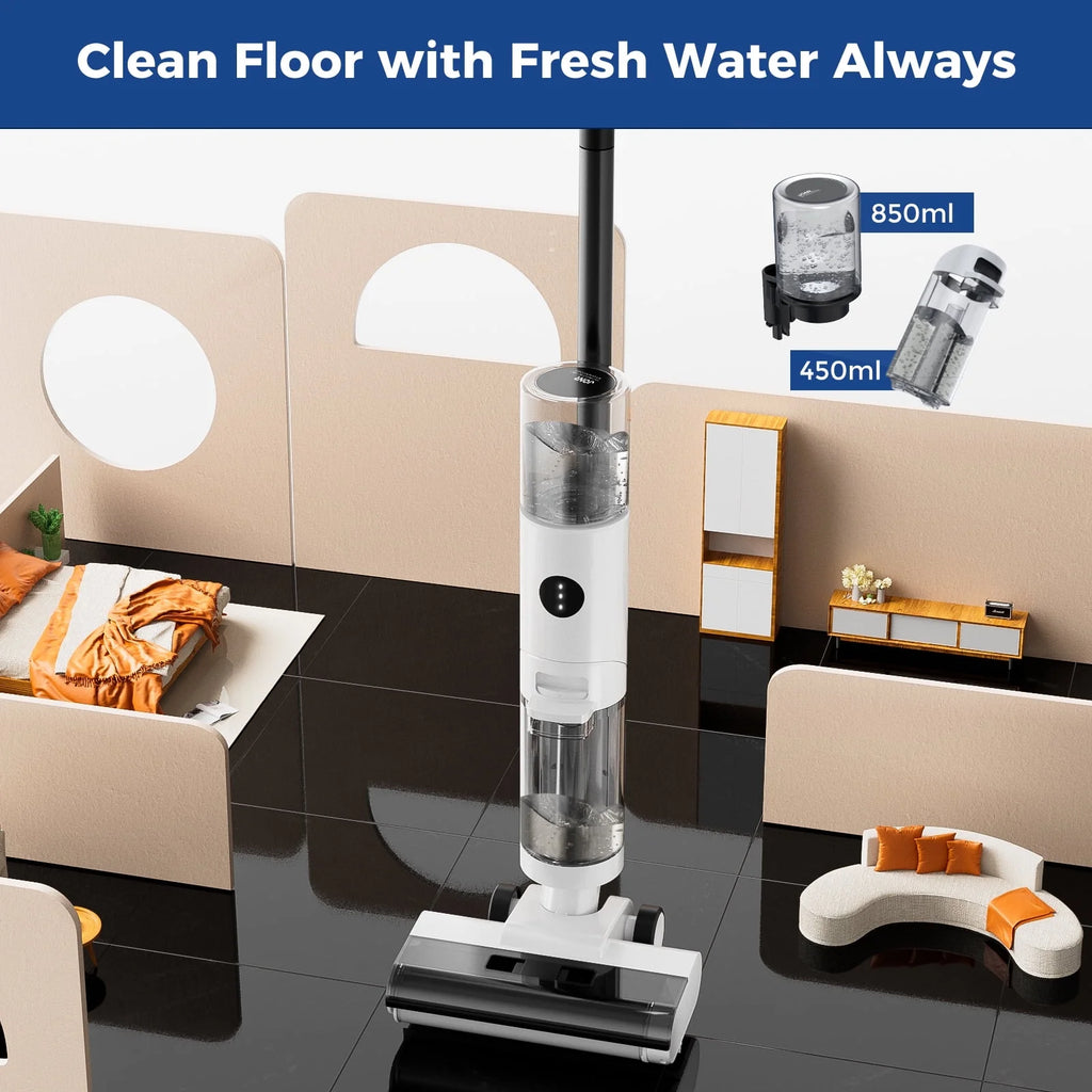 JONR ED12 Pro Max Wet Dry Vacuum Cleaner, 167��F Flashdry Self-Cleaning and 800ml Large Capacity Dirty Water Tank Smart Floor Cleaner