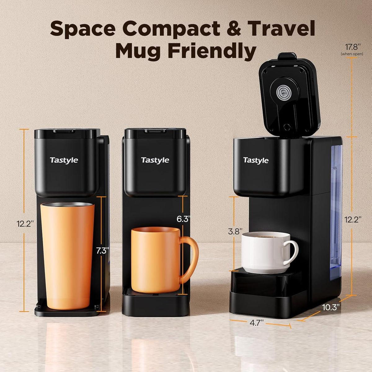 Hot & Iced Coffee Maker with Magnetic Organizer (Pods Not Included), Stores 10 Pods, 4-5 Cups Coffee Maker & Single-serve Brewer for K Cup & Grounds, 40oz Removable Water Tank