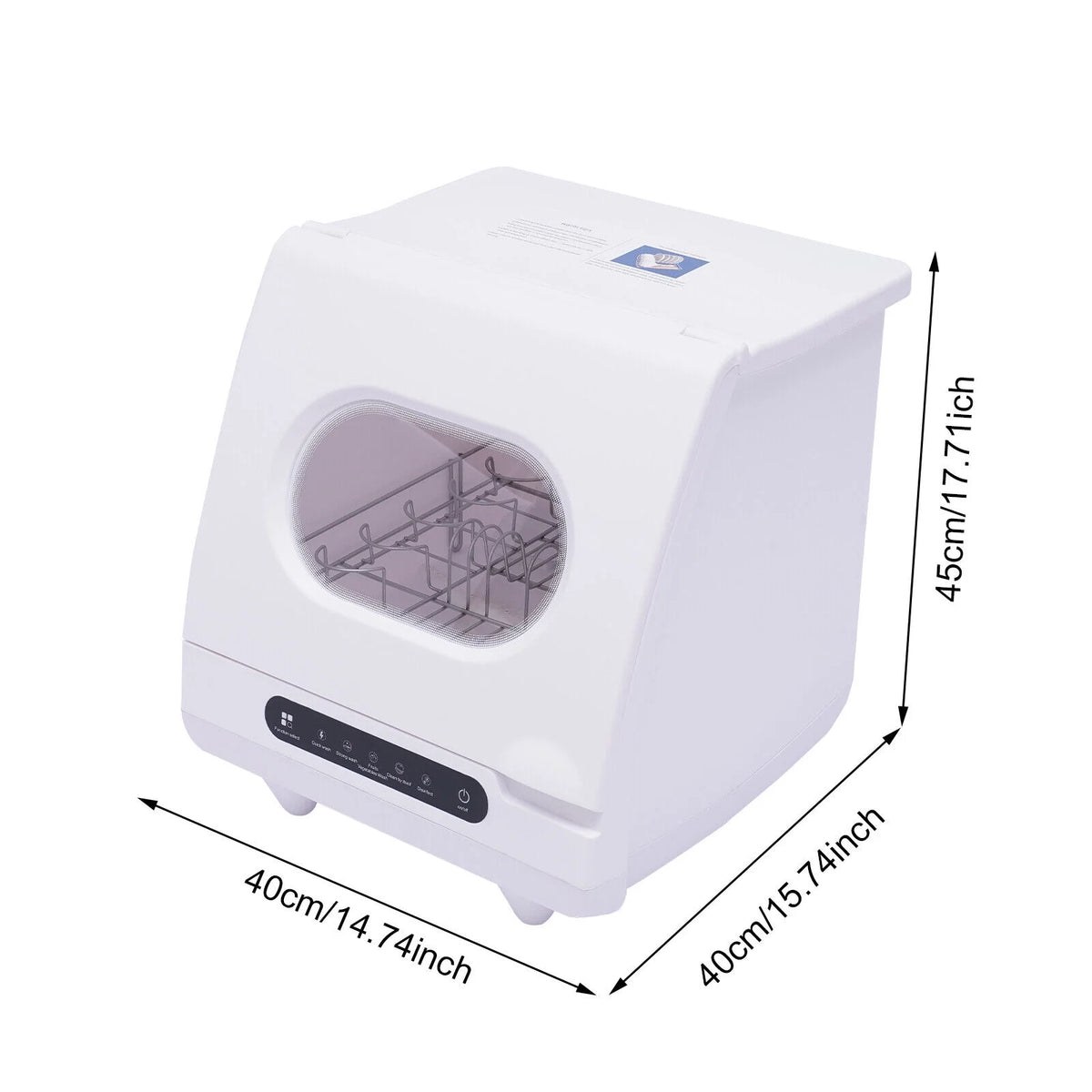1200W White Portable Tabletop Dishwasher 2-6 Sets, Compact Dishwasher with Tank,Leak-Proof Drying, 360�� Spray Arm, 5 Programmes, for Houses, Flats and Dormitories