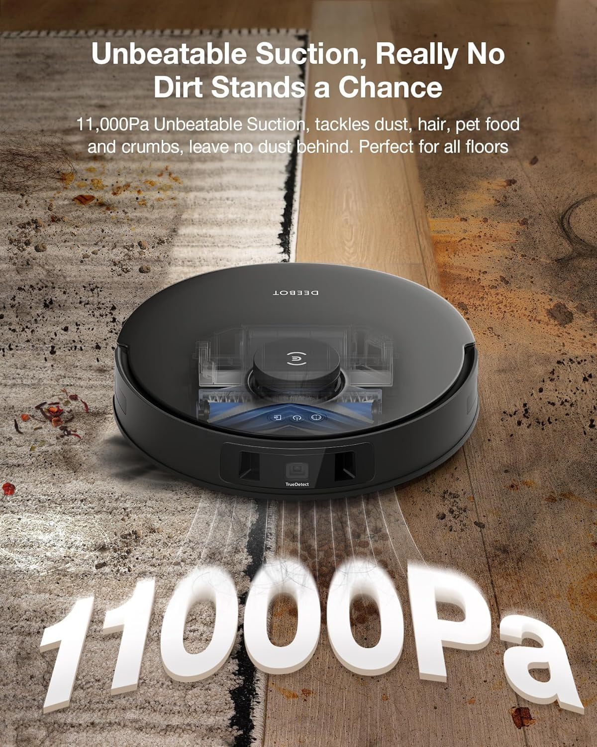 ECOVACS DEEBOT T30S Care Robot Vacuum & Mop - 11000Pa, ZeroTangle, TruEdge Mopping, Self-Emptying, Auto-Mop Lifting