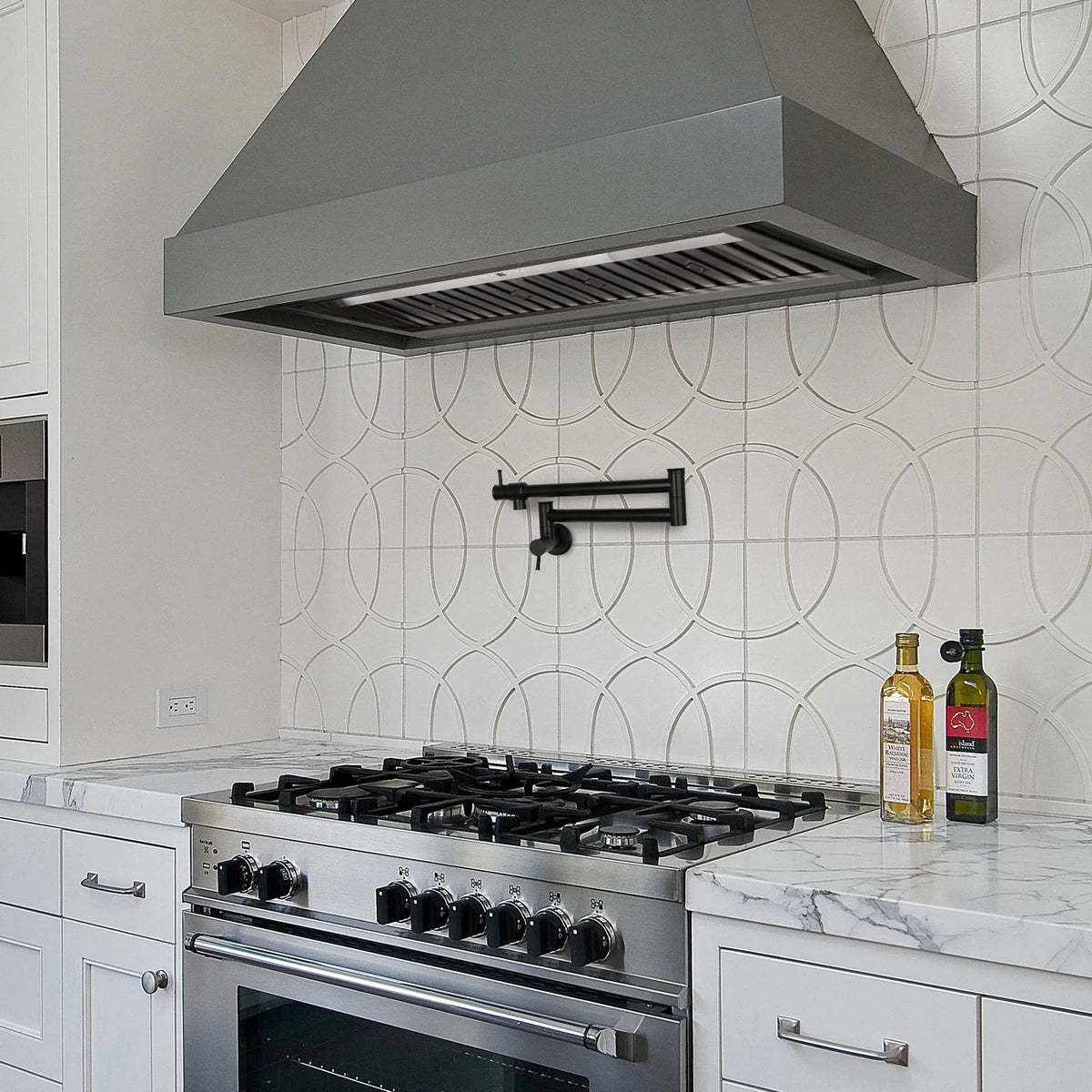 Akicon 48 Inch Range Hood Insert, Stainless Steel 8" Ducted Insert/Built-in Kitchen Vent Hood with 1200 CFM Suction, Dimmable LED Lights and Dishwasher Safe Filters, 4 Speed-Cool White