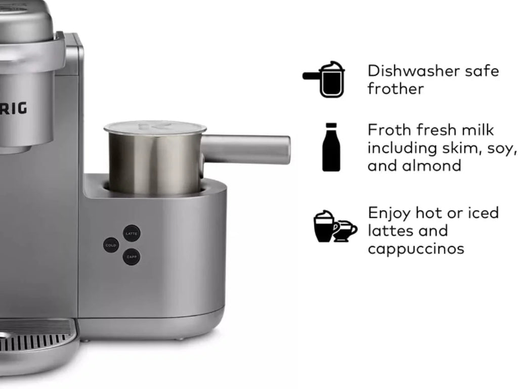 Restored Keurig KCK84NK K-Cafe C Single Serve K-Cup Pod Coffee, Latte and Cappuccino Maker, Nickel (Refurbished)