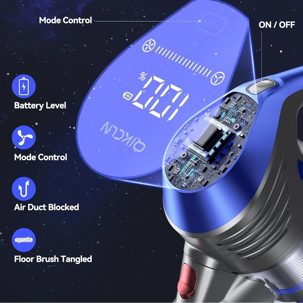 Cordless Stick Vacuum Cleaner, 18Kpa Powerful Suction, Smart LED Display, for Pet Hair, Hard Floors & Low-Pile Carpets