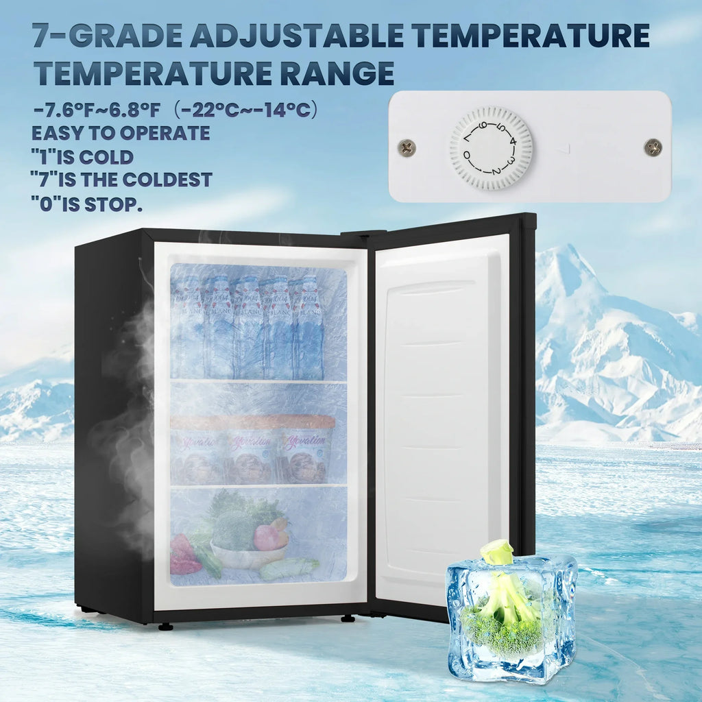 Electactic Upright Freezer, Energy Saving 3.0 Cu.ft Single Door Compact Upright Freezer with Reversible Door(Black)
