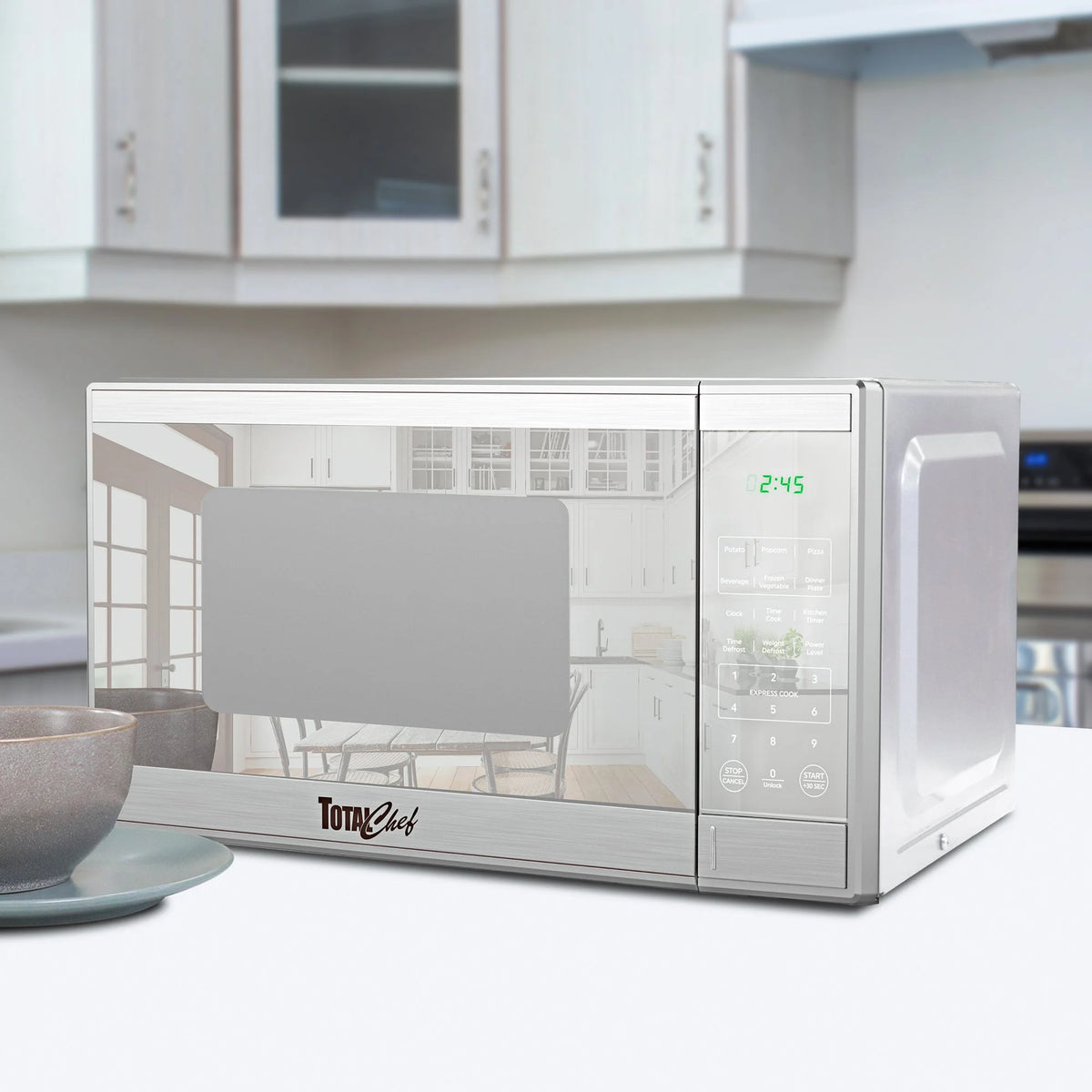Total Chef Countertop Microwave Oven, 900W, 0.9 Cu Ft, Stainless Steel