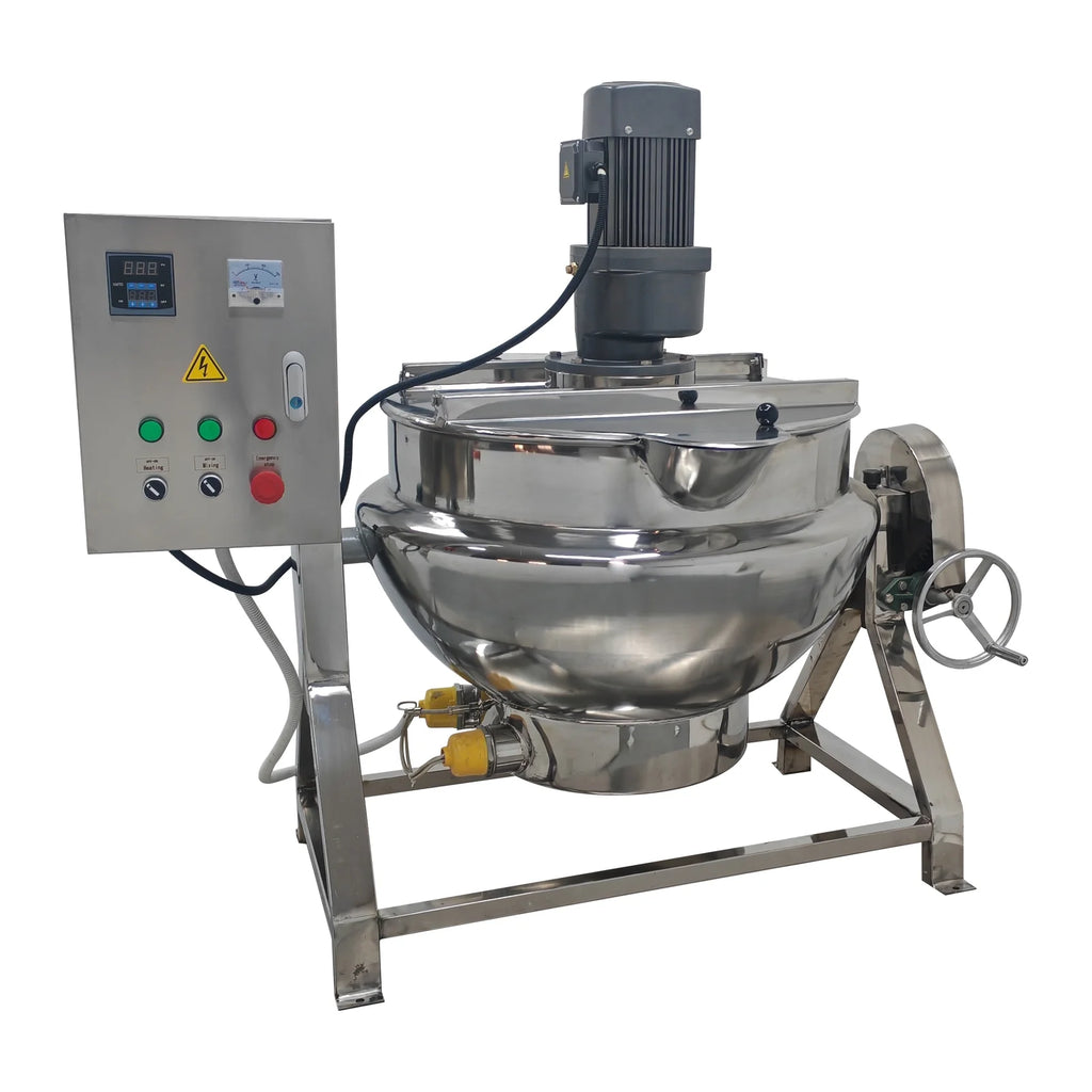 Jacketed Kettle Commercial Electric Cooking Pot Stirring Scraping Edge Three-Phase Tilting Soup Chili Sauce Beverage Jam Porridge 13.2 Gal 220V