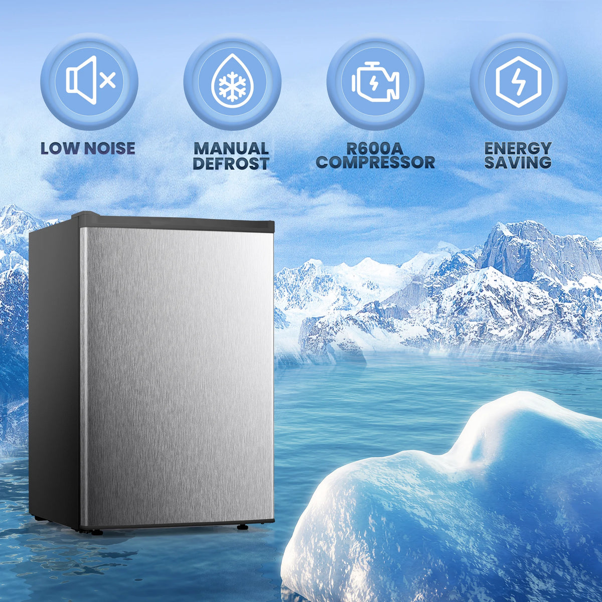 Electactic Upright Freezer, Energy Saving 3.0 Cu.ft Single Door Compact Upright Freezer with Reversible Door(Black)