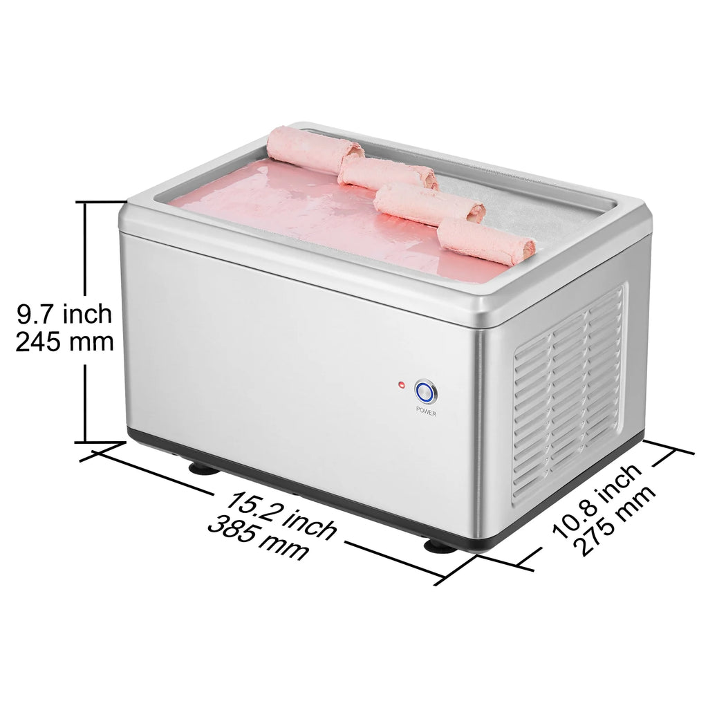 KFFKFF Fried Ice Cream Roll Machine - A Rolled Ice Cream Maker with a 19.3 x 14.9 Inch Pan