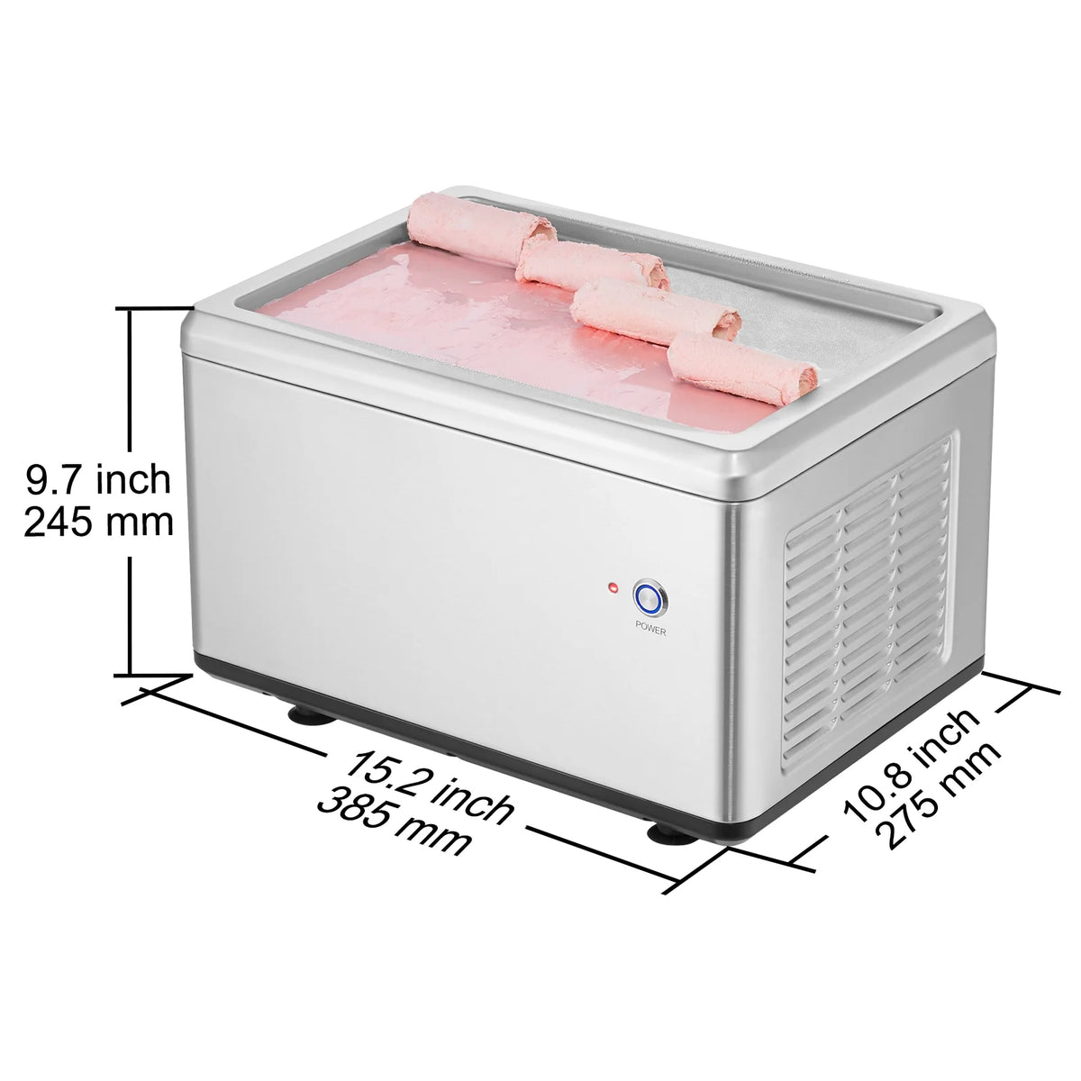 KFFKFF Fried Ice Cream Roll Machine - A Rolled Ice Cream Maker with a 19.3 x 14.9 Inch Pan