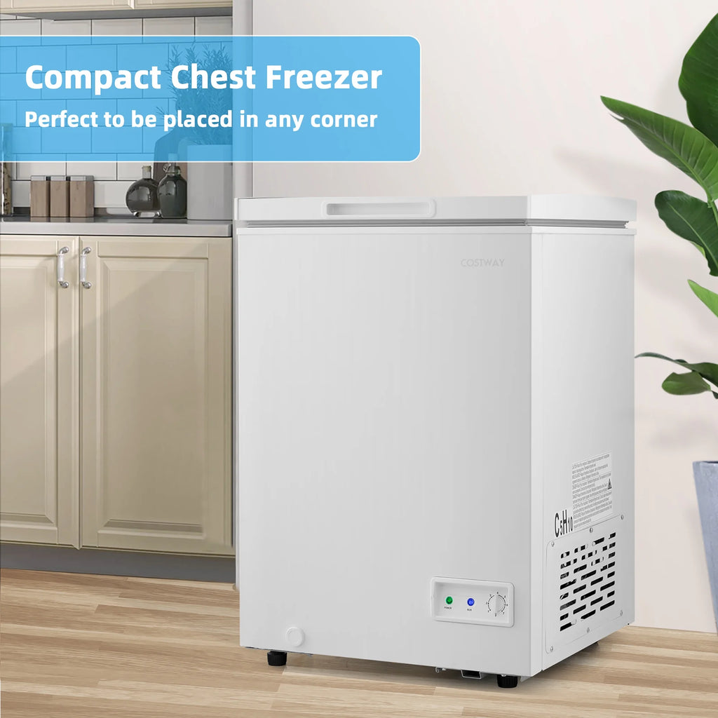 Costway 3.5 Cubic Feet Removable Storage Basket Chest Freezer