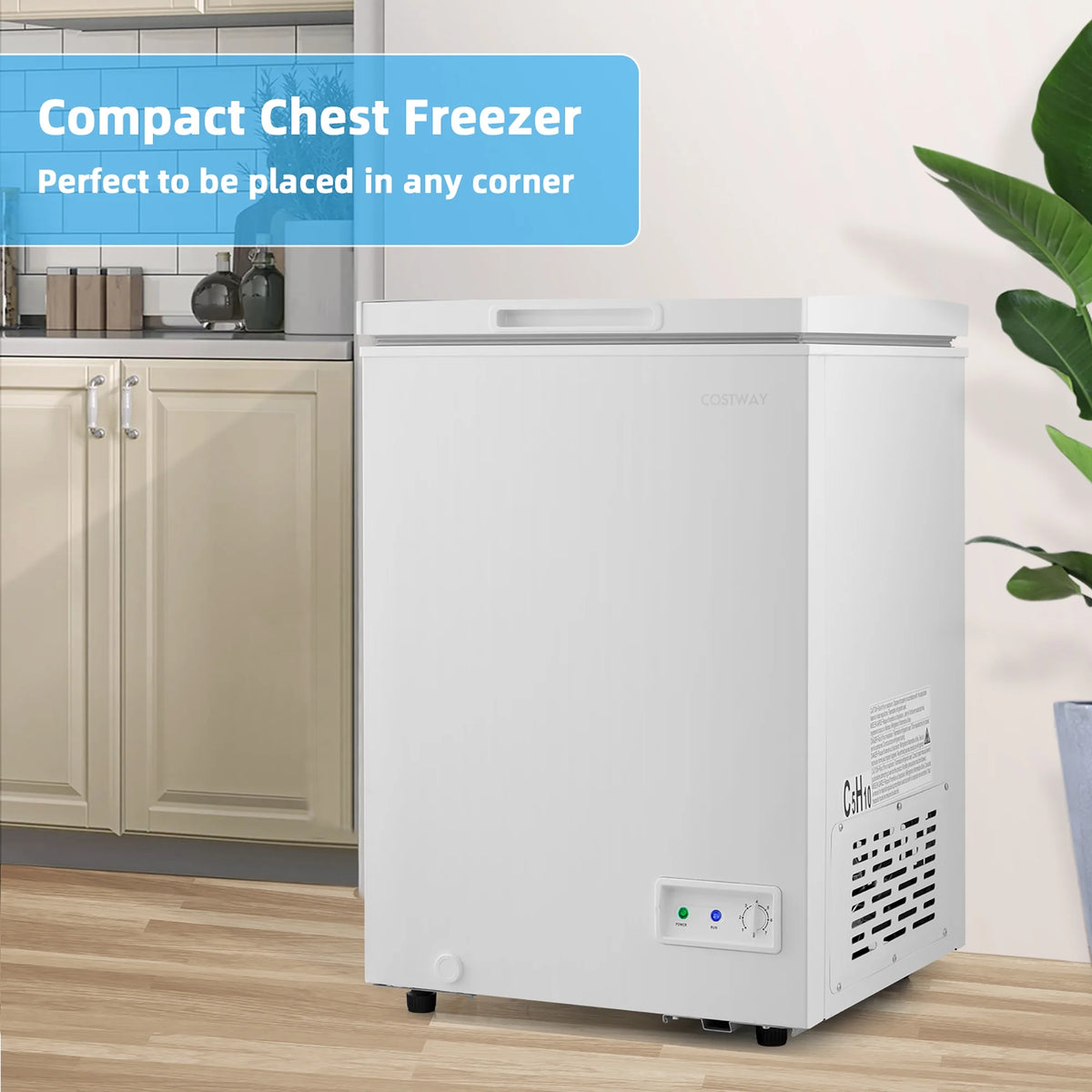 Costway 3.5 Cubic Feet Removable Storage Basket Chest Freezer