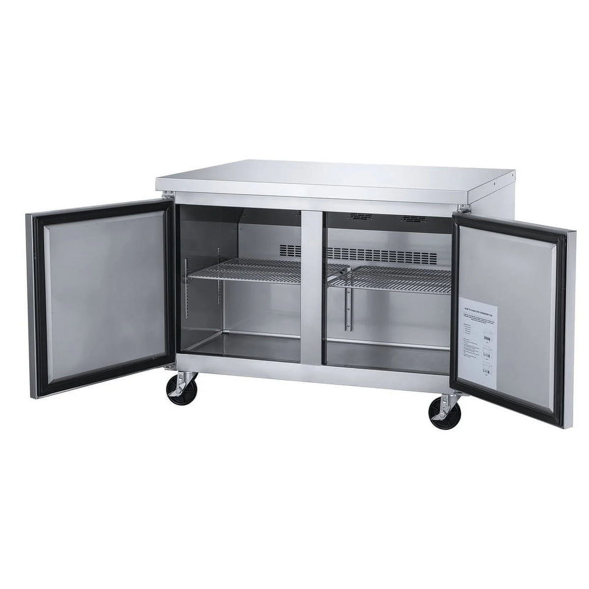 60 in. Two Door Commercial Undercounter Freezer in Stainless Steel 15.53 cu. ft.