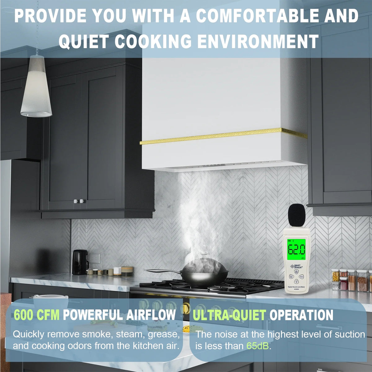 Akicon Range Hood 30 Inch, 600 CFM Ducted Vent Hood, Stainless Steel Box Kitchen Hood with 2 LED Lights, Removable Baffle Filters, Stove Hood Vent for Kitchen, 3 Speeds, Wall Mounted (AK-HS30HB-JBC)