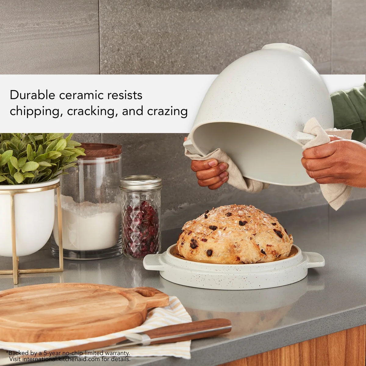 KitchenAid Bread Bowl with Baking Lid, Grey Speckle, KSM2CB5BGS