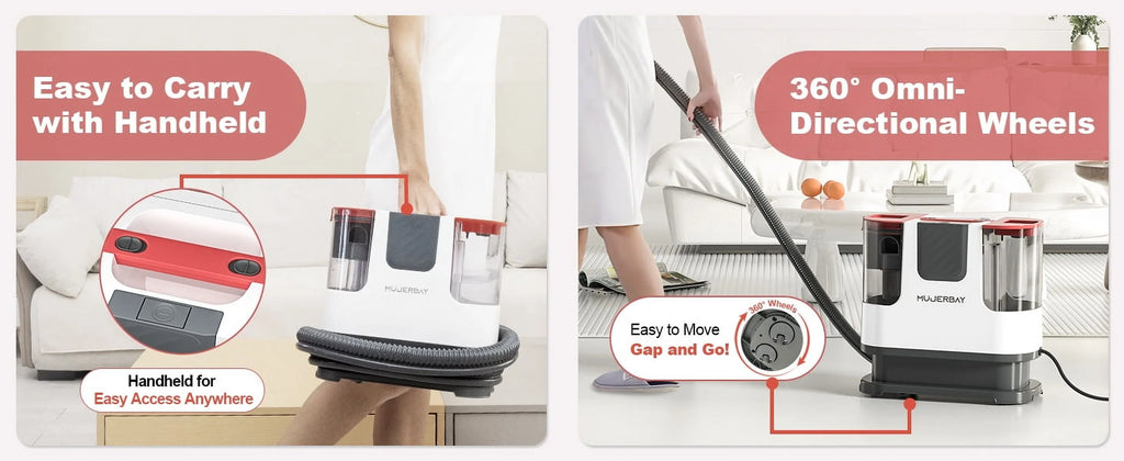 Aeitto 12Kpa Portable Furniture Water Extractor - Odor/Stain Removal, Ideal for Sofa, Carpet, Car, Pet Messes
