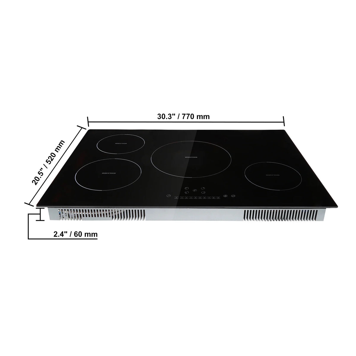 KFFKFF 30" Electric Cooktop, 4 Burners 7500W Built-in Electric Stove with Touch Controls, Safety Lock, 9 Temperature Settings 220-240V