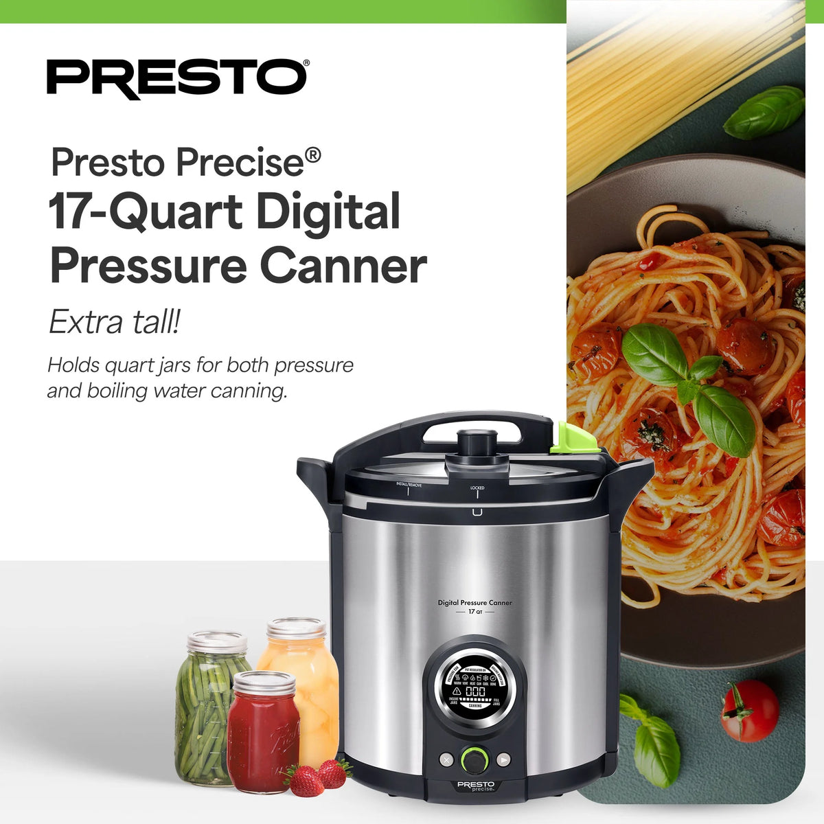 Presto Precise 02152 17 Qt Stainless Steel Electric Pressure Canner, Silver