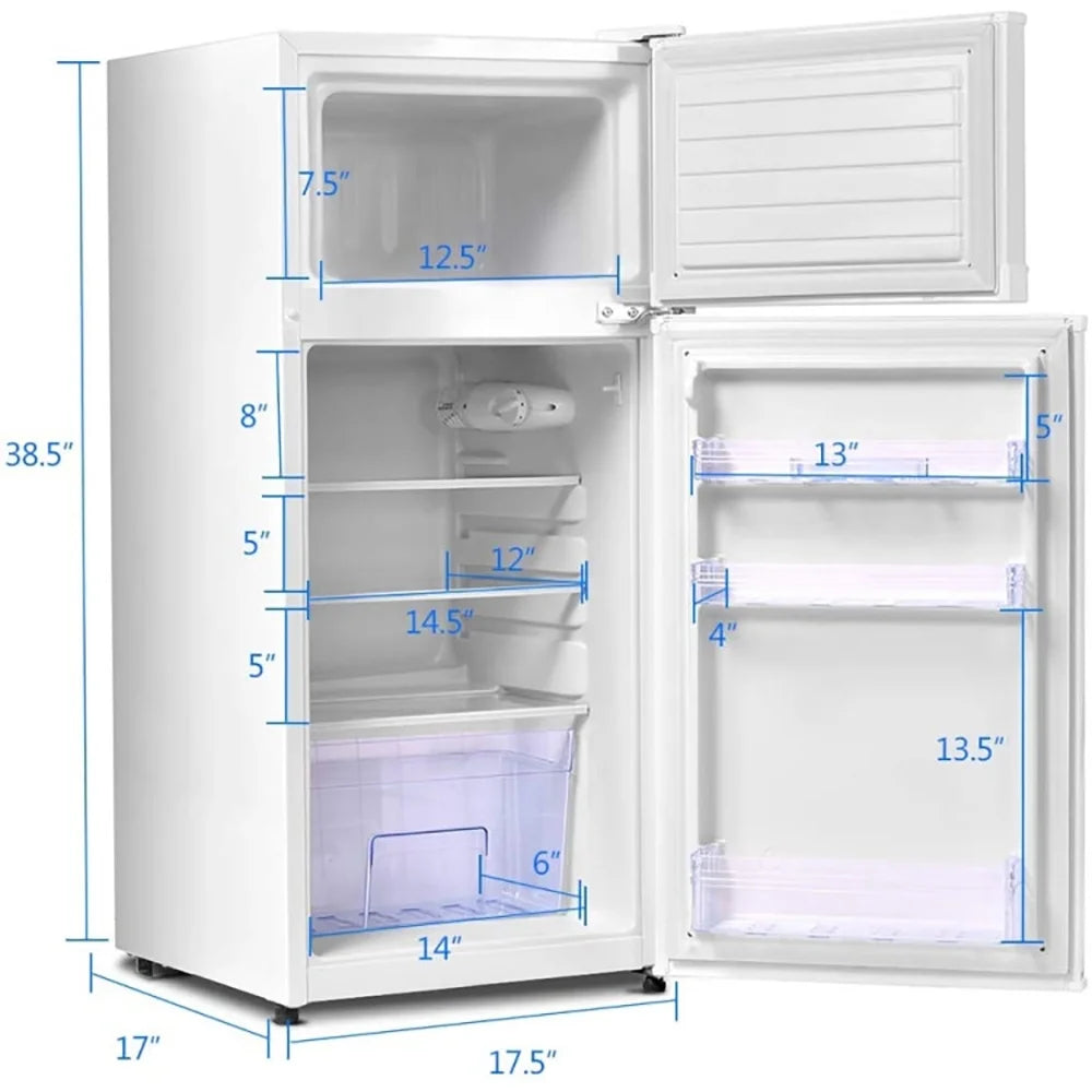 Kadyn Refrigerator,Fridge, Refrigerator with freezer, 2 Doors Cold-rolled Sheet Compact Refrigerator-White