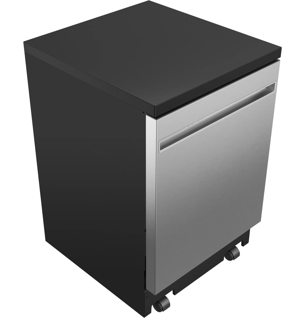 Ge Gpt225ssl 24" Wide 12 Place Setting Portable Top Control Dishwasher - Stainless Steel