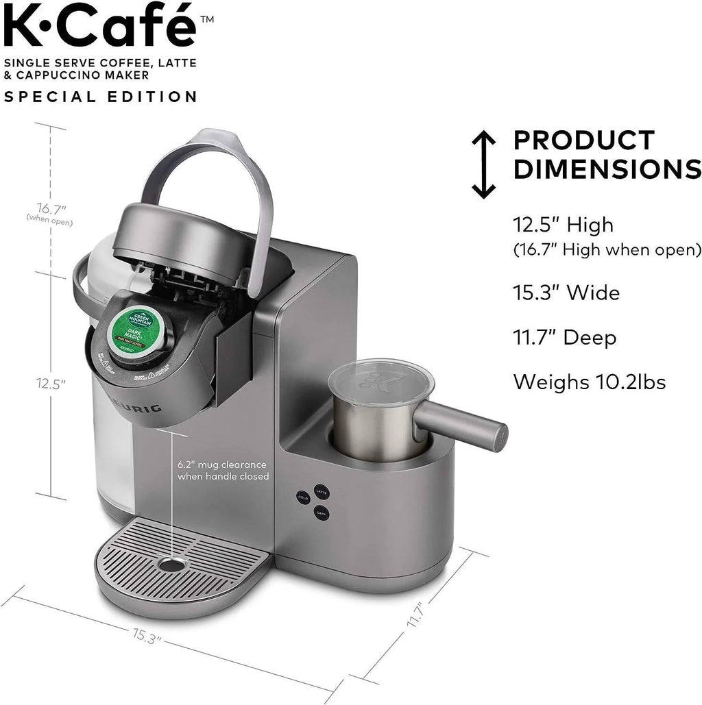 Keurig K-Cafe Special Edition Single-Serve Programmable Energy Efficient Button Controls K-Cup Pod Coffee, Latte, and Cappuccino Maker (Nickel)