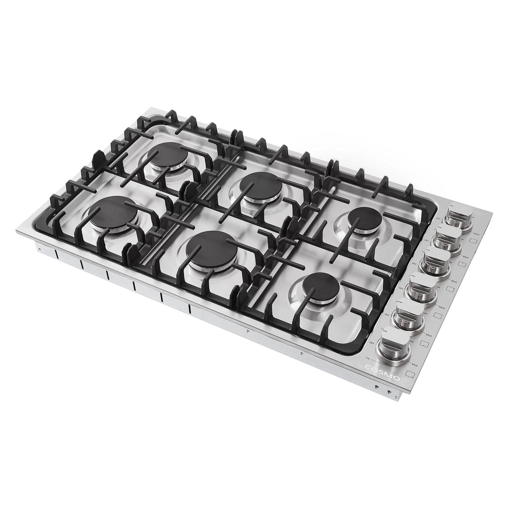 Gas Cooktop with 6 Sealed Italian Made Burners in Stainless Steel