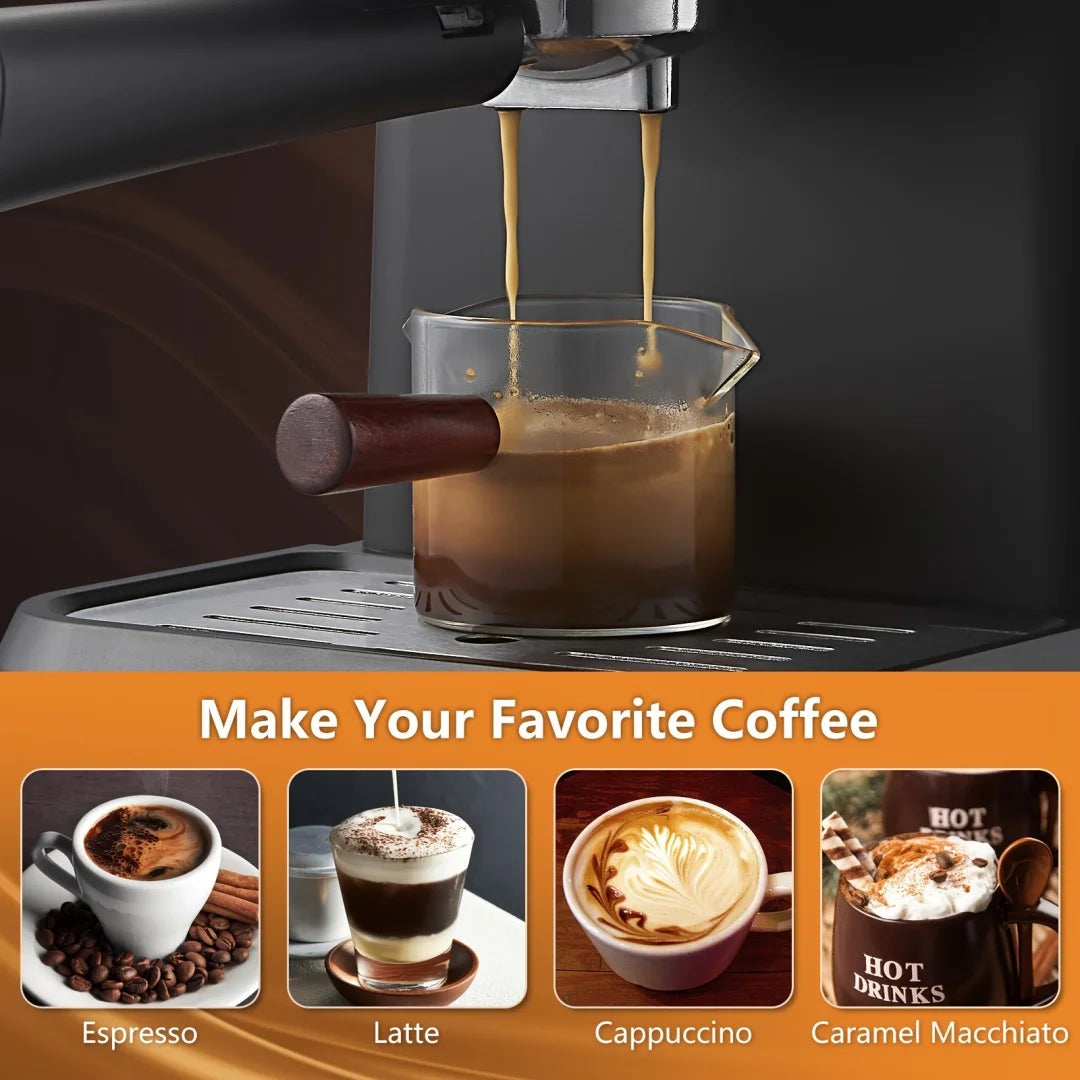 AEOMJK Semi-Automatic Espresso Machine,20 Bar Pressure,1.5L Removable Water Tank,Design for Cappuccino & Latte Making, Coffee Brewing