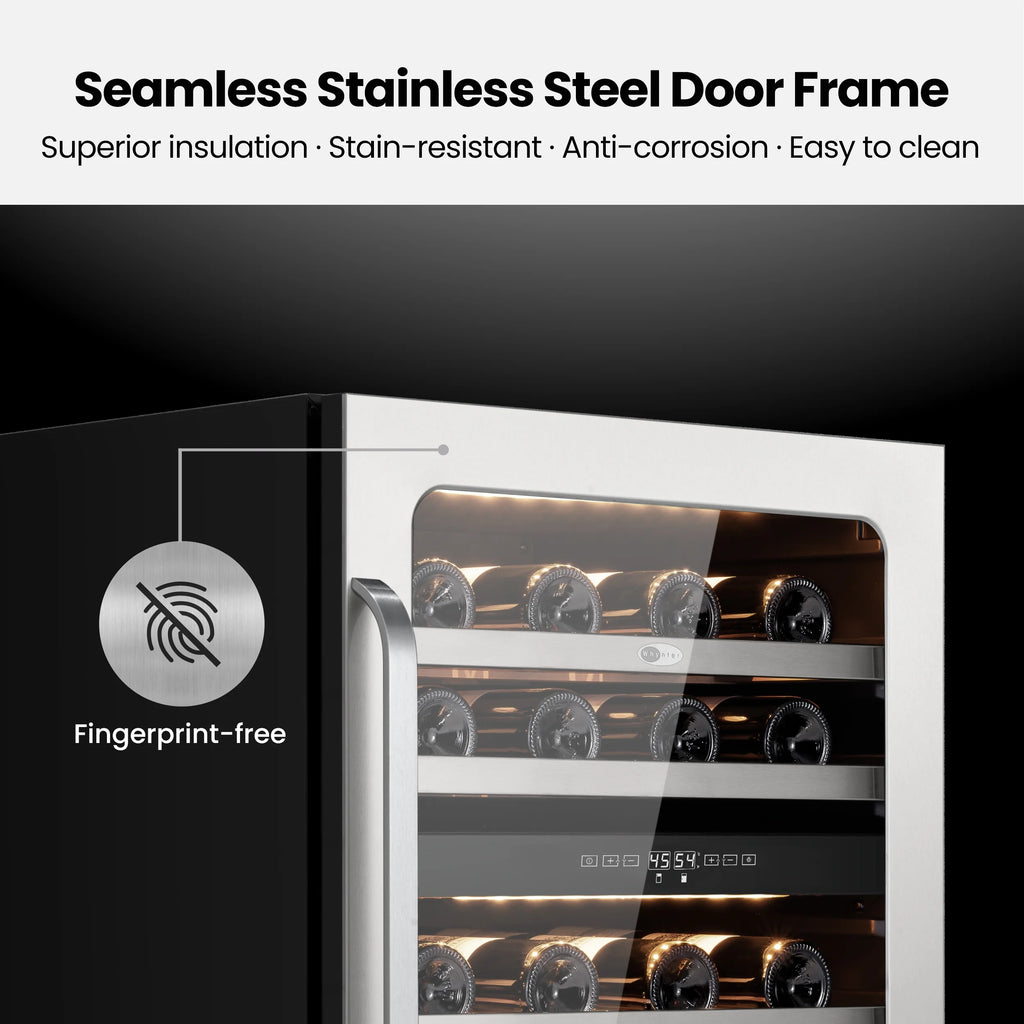 Whynter 24 inch Wine Cooler Refrigerator, 46 Bottle Wine Fridge, Freestanding & Built-in with Reversible Glass Door